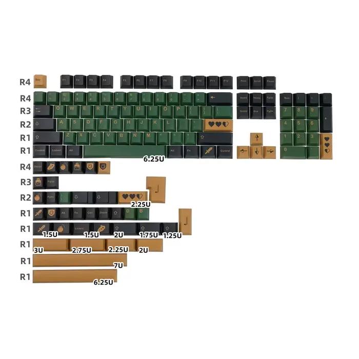 GMK – capuchons de touches clones Hero, profil Cherry 142 touches, disposition ANSI entrée ISO 1.25U
