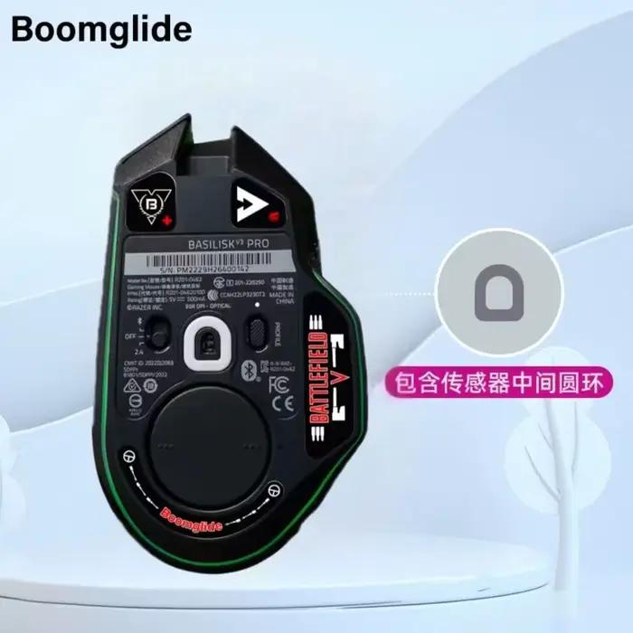 BOOMGLIDE GlassMouse compatible pour Razer Basilisk V3Pro souris patins en verre à bord rond incurvé