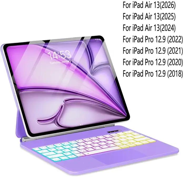 Clavier Magique pour iPad Air 13 (M4 2026/M3 2025/M2 2024) et Pro 12.9 (2018 3ème génération/2020 4è