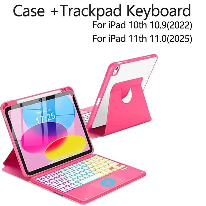 Étui rotatif avec clavier à pavé tactile pour iPad 11e génération 2025 A16 A3354 pour iPad 10e génér