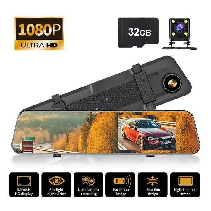 Caméra de tableau de bord Unique, enregistreur de conduite de 5.5 pouces, rétroviseur, écran HD 1080