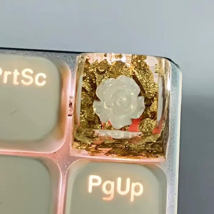 Capuchons de touches Camellia en résine, créatifs et translucides, pour clavier mécanique DIY