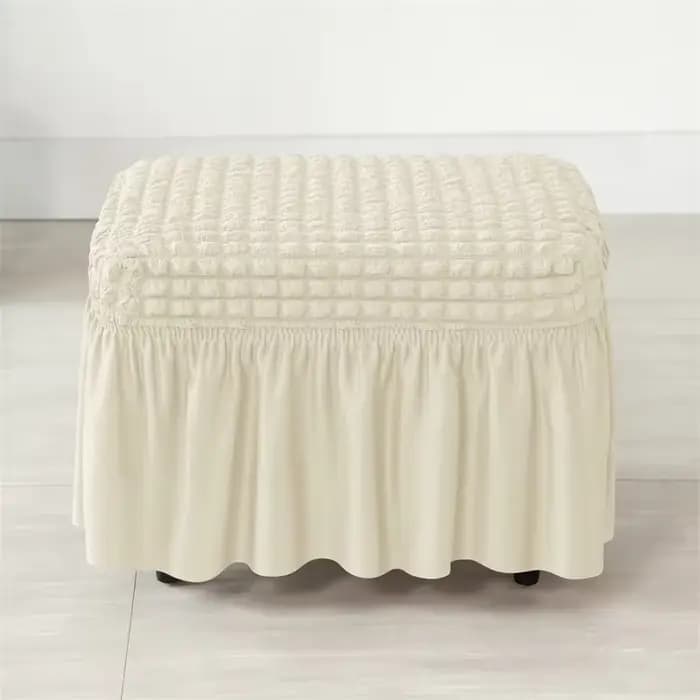 Jupe extensible, housse de tabouret Ottoman, housse de repose-pieds élastique en Seersucker, couleur