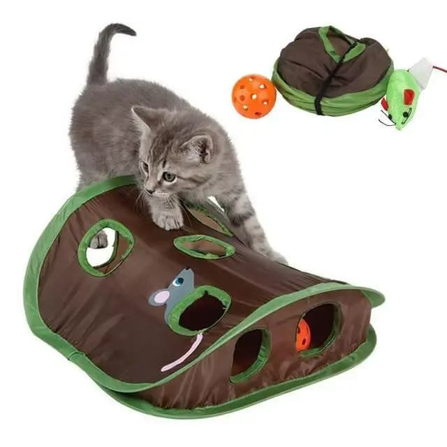 Jeu interactif de cache-cache pour chat, tunnel à 9 trous, chasse à la souris, jouet d'intelligence 