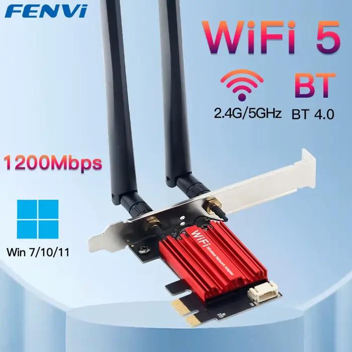 FENVI-Adaptateur sans fil Wi-Fi 5 PCI-E, carte réseau AC1200, bande touristes, 2.4G, 5GHz, stérilisa