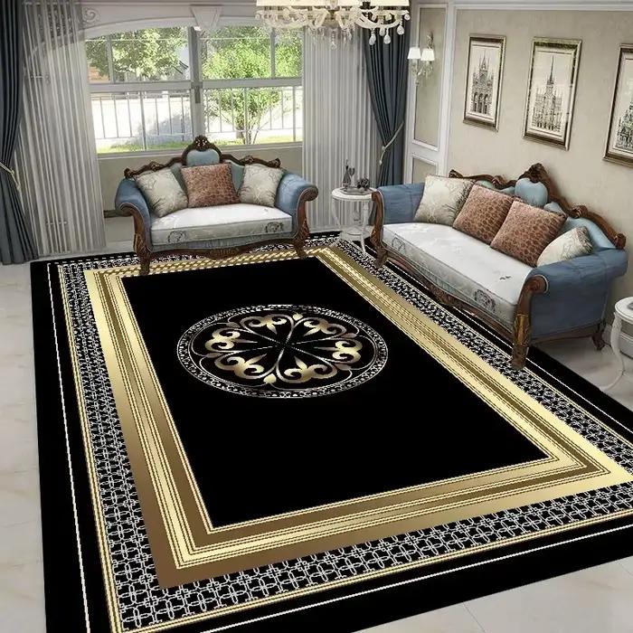 Tapis géométriques dorés et noirs, style nordique de luxe, pour salon, chambre, table de chevet, gra