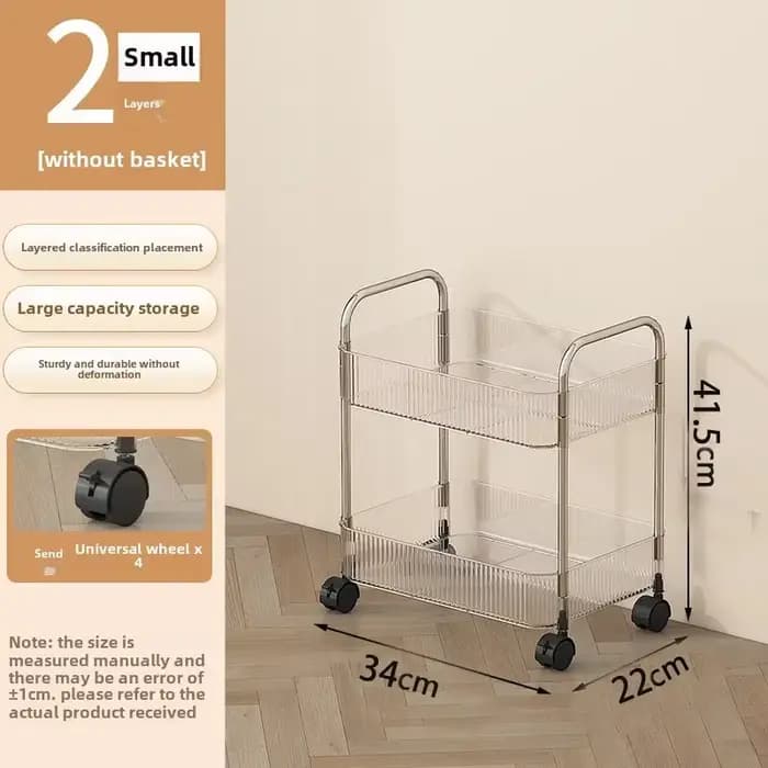 Étagère Mobile avec roue, support de rangement, chariot roulant en acrylique Transparent, chariot de