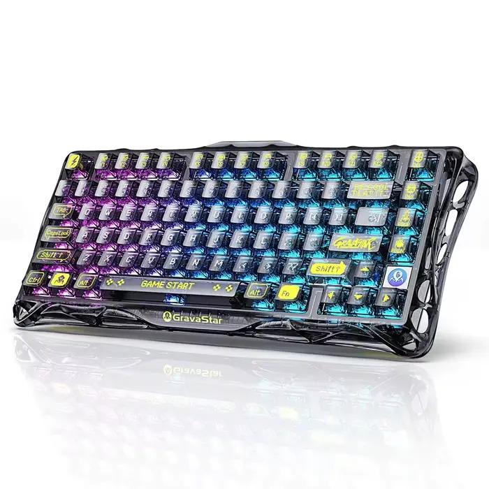 Grava Star Mercury K1 clavier mécanique de jeu sans fil 79 touches Bluetooth 2.4G filaire rvb Hotswa