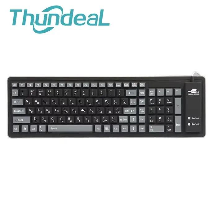 Clavier russe 103 touches en silicone, disposition USB filaire flexible, pour PC, ordinateur portabl