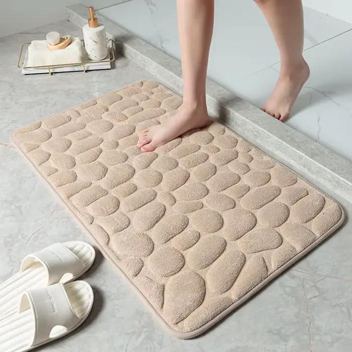 Tapis lavables antidérapants, tapis de bain absorbant l'eau, tapis de sol gaufré en forme de pavés, 