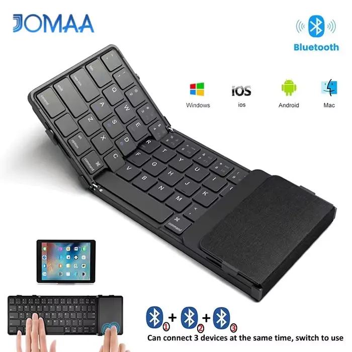 Clavier Bluetooth pliant avec pavé tactile clavier pliable sans fil avec cuir PU pour iOS Android Wi