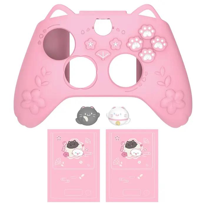Étui de protection en silicone mignon PlayVital pour manette Xbox Series X/S, motif fleurs de cerisi