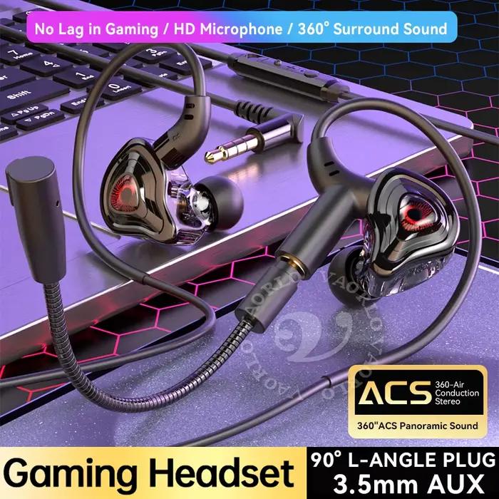 Casque de jeu avec interface 3,5 mm/Type-C/USB, son surround à 360°, basses HiFi, double microphone 