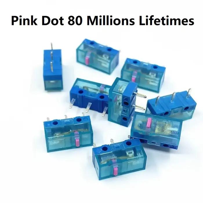 HUANO souris Micro bouton de commutation coque bleue transparente point rose 80 Millions de vie sour