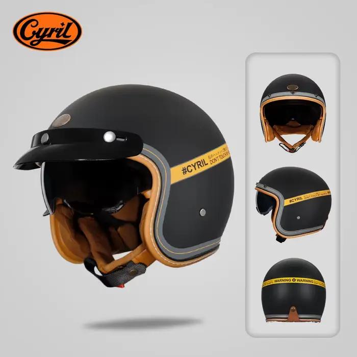 Casque de moto rétro 3/4 ouvert CYRIL B206, léger, vintage, pour homme et femme, homologué DOT ECE
