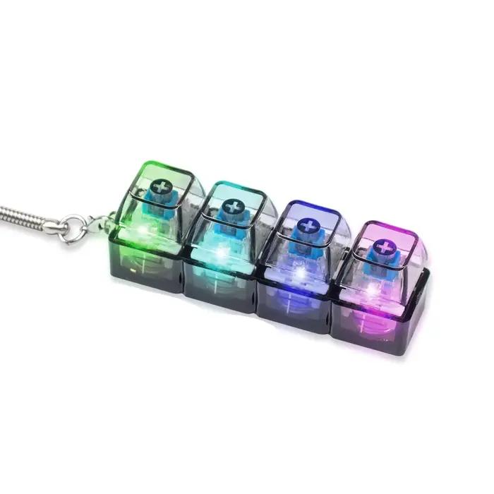 Porte-clés clavier mécanique Crystal Clicker 4 touches, jouet sensoriel anti-stress portable pour ad