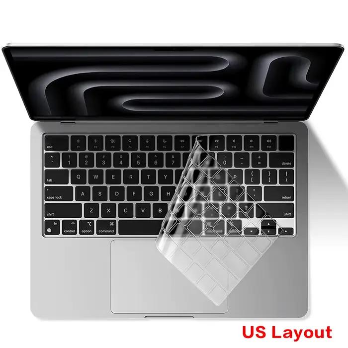 Housse de clavier transparente pour MacBook Pro 16.2 M4 M3 M2 A3403 A3186 A2991 A2780 A2485 A2141 Ma