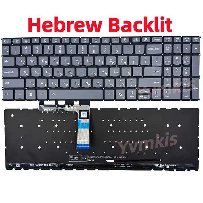 Clavier rétroéclairé US/russe/hébreu pour Lenovo IdeaPad Slim 3 15IRH10 15IRH10R 15AHP10 15ARP10 15I