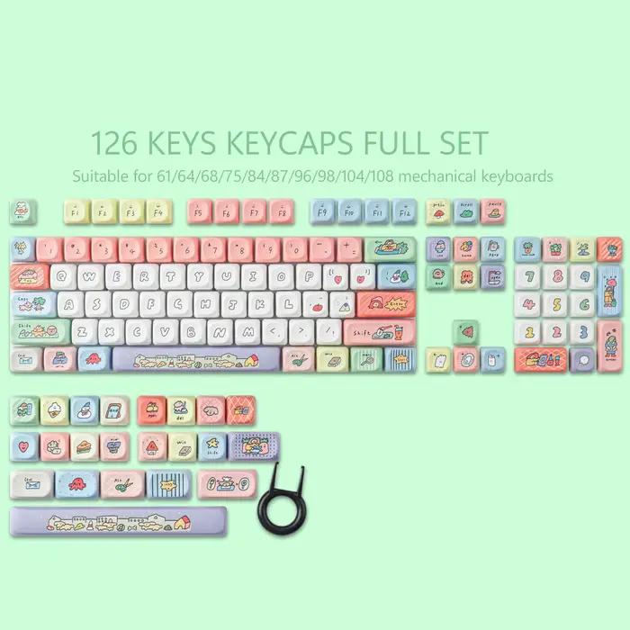 GMK Smiley Face Keycap 126 touches PBT Keycaps MOA profil DYE-SUB personnalisé mignon Keycaps pour c
