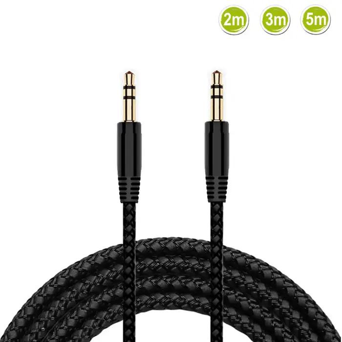 Câble audio stéréo mâle tressé en nylon, câble AUX, M, M, sauna, téléphone, rette pour iPhone, haut-