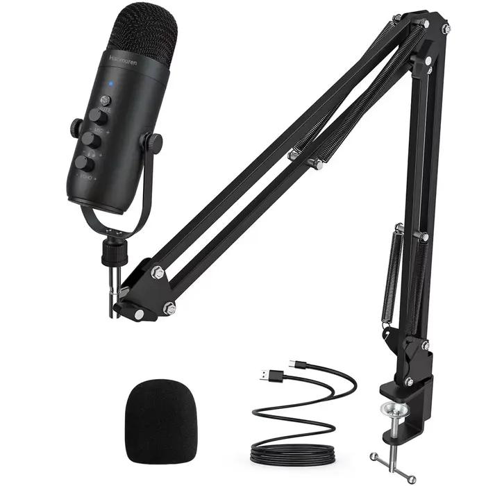 Haomuren-Kit de microphone professionnel à condensateur cardioïde, USB, pour studio, podcast, avec H