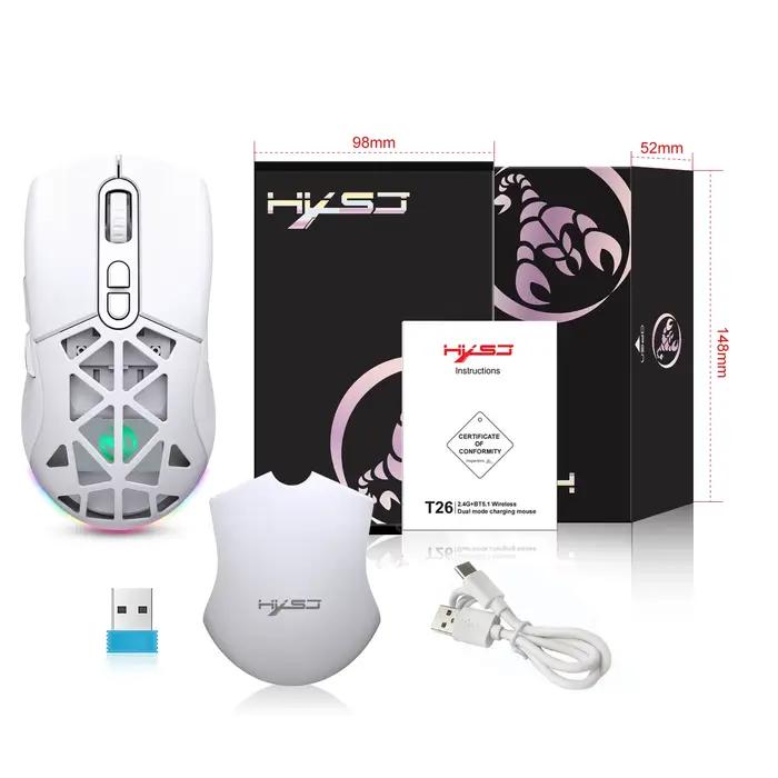 HXSJ-Souris de jeu sans fil T26, 2.4G + BT5.1, pour ordinateur portable, optique ergonomique et régl