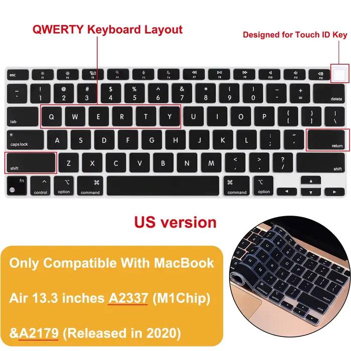 Couverture de clavier en Silicone QWERTY, pour MacBook Air 13 pouces, écran Retina avec Touch ID, ve