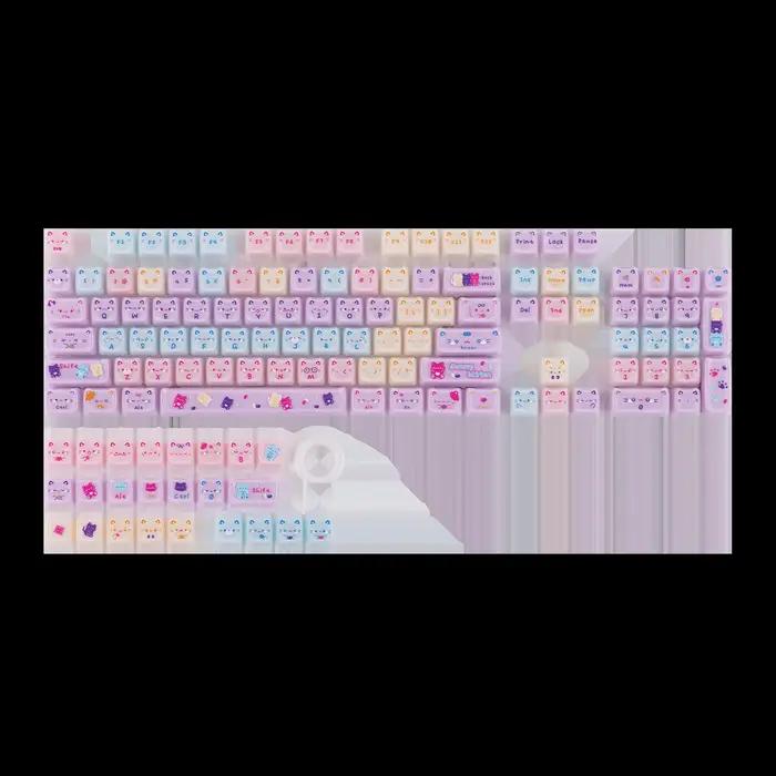 KiiBOOM Meow Pudding V2 – Ensemble de touches de clavier 128 touches, profil MAO, translucides en PC