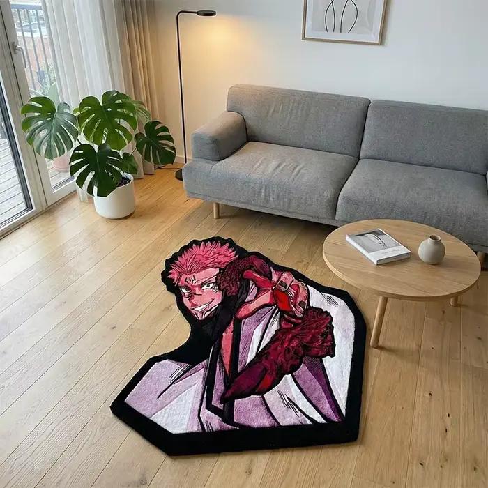Tapis Jujutsu Kaisen Sukuna en polyester, tapis de sol pour salon, chambre à coucher, décoration de 