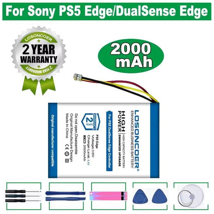 Batterie LOSONCOER 2000mAh pour contrôleur Sony PS5 Edge, pour contrôleur de jeu DualSense Edge poly