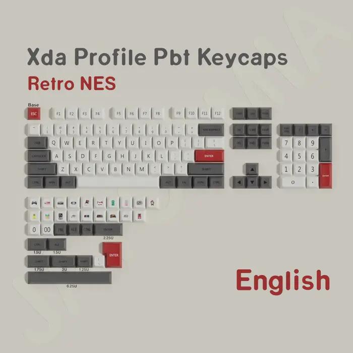XDA PBT Keycaps DE ES FR KR EN RU Abnt2 Keycap colorant Sub rétro FC pour clavier mécanique de jeu d