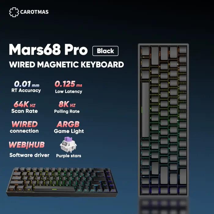 Clavier mécanique sans fil magnétique IROK Carotmas Mars68 Pro Mars 68 Gaming RT 0.01mm 8K 0.125ms B