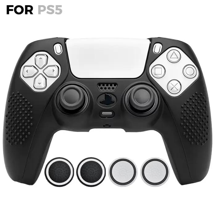 Coque de protection pour manette PS5, étui en silicone antidérapant pour PS5 Slim avec capuchons de 