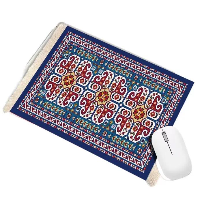 Tapis de souris multifonctionnel Bohemia Persian avec base en caoutchouc et pompon, tapis de jeu ant