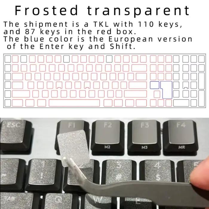 Autocollants de clavier semi-translucides mats transparents, adaptés aux claviers Logitech G813, G91