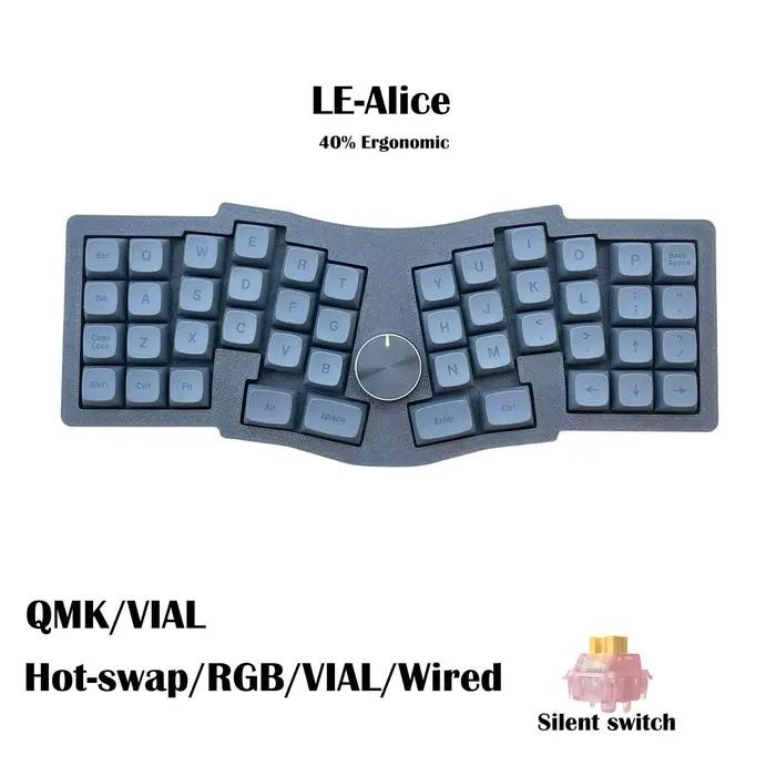 Clavier mécanique ergonomique LE-Alice 40%, 46 touches avec bouton macro personnalisé, remplaçable à