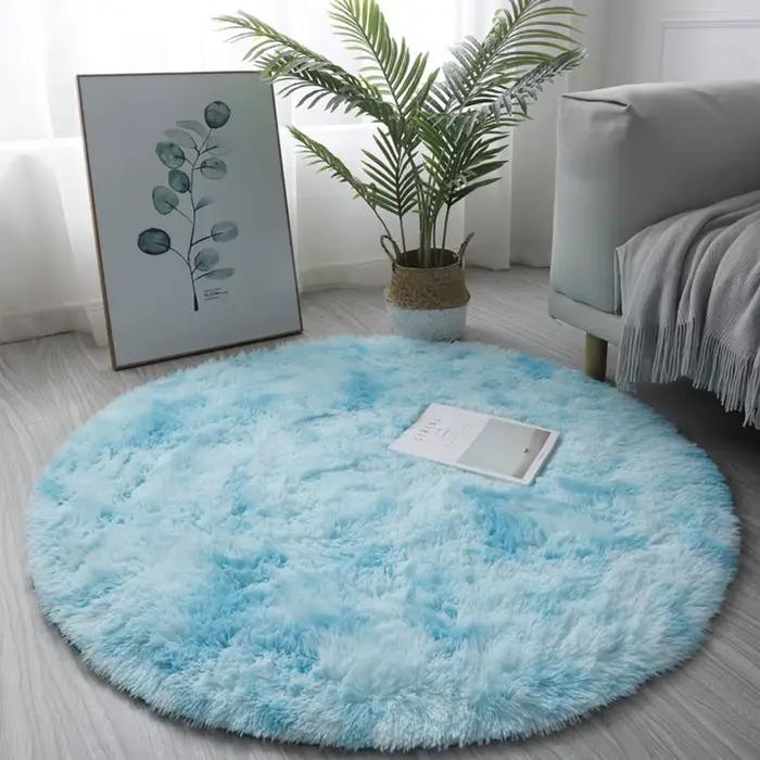 Tapis rond Shaggy circulaire, pour salon, chambre à coucher, tapis de sol antidérapant, zone douce, 