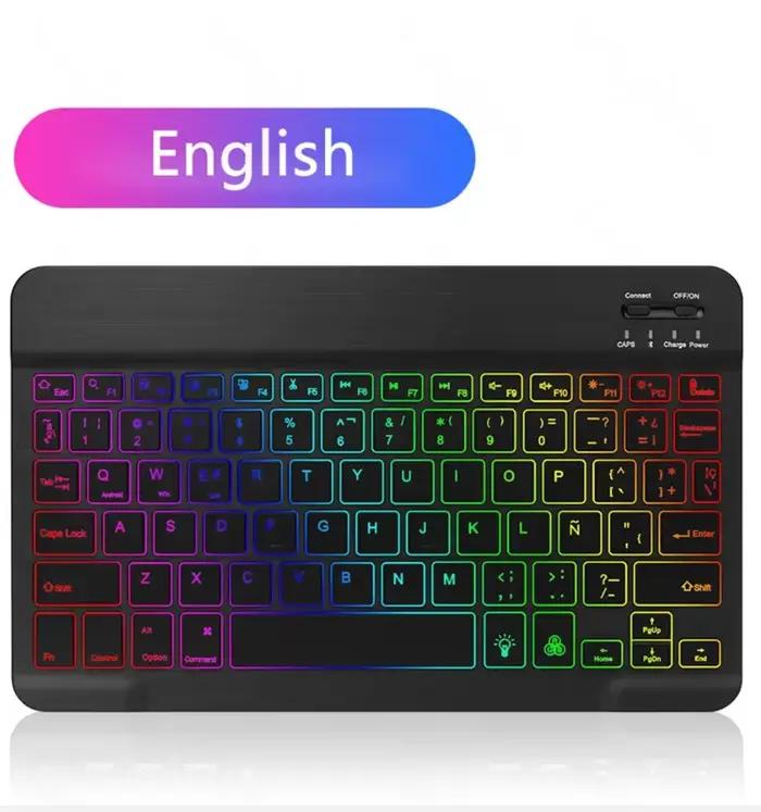10 pouces rétro-éclairé Bluetooth clavier souris pour IOS Android Windows pour iPad clavier portugai