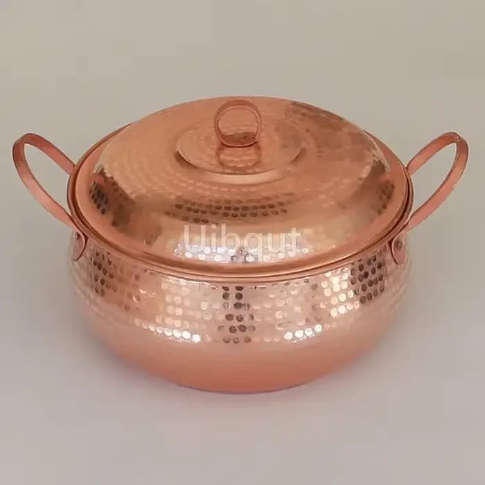 Casserole pure faite à la main en cuivre violet avec marmite à ragoût de cuisine épaisse avec couver