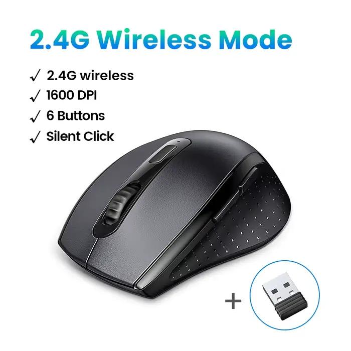 Souris sans fil UGREEN pour ordinateur, 1600DPI, silencieuse, avec récepteur USB 2.4GHz, pour PC, Ma
