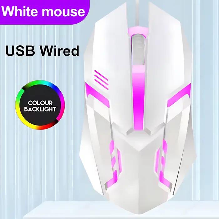Clavier et souris filaires rétroéclairés arc-en-ciel, capuchons de touches flottants, clavier solide