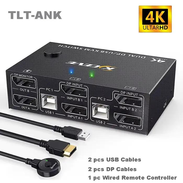 Commutateur KVM avec écran arc-en-ciel, moniteur DP pour touristes, DisplayPort 1.4, 8K à 30Hz, 4K à