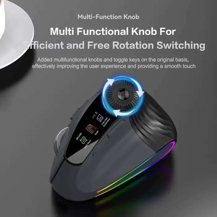 Jomaa – souris verticale sans fil, rétroéclairée rvb, avec bouton de réglage de la fonction, Bluetoo
