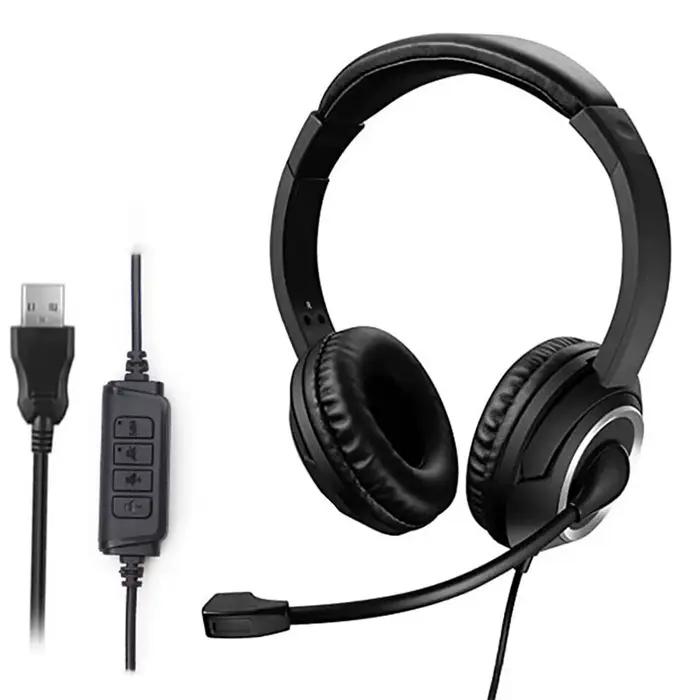 Casque USB avec micro muet pour PC, casque d'affaires de 3,5 mm avec microphone rotatif, suppression