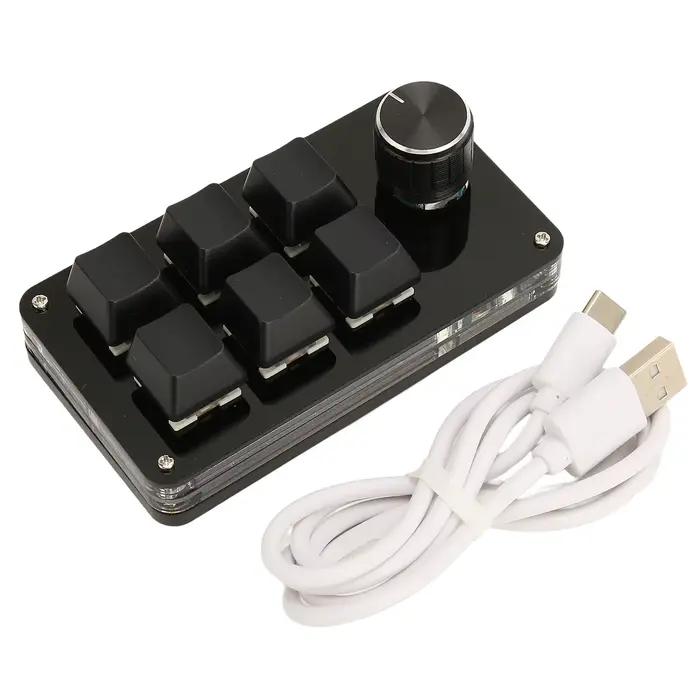 Mini clavier mécanique à 6 touches avec bouton rotatif, Plug and Play, USB HID, programmable, multif