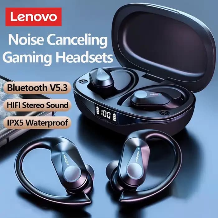 Lenovo LP75 OWS sans fil Bluetooth 5.3 écouteurs jeu réduction du bruit casque LED affichage numériq