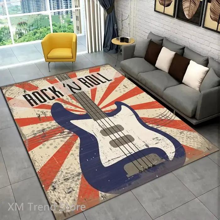 Tapis de musique rock and roll, tapis de cuisine, tapis d'entrée, décoration de sol de chambre à cou