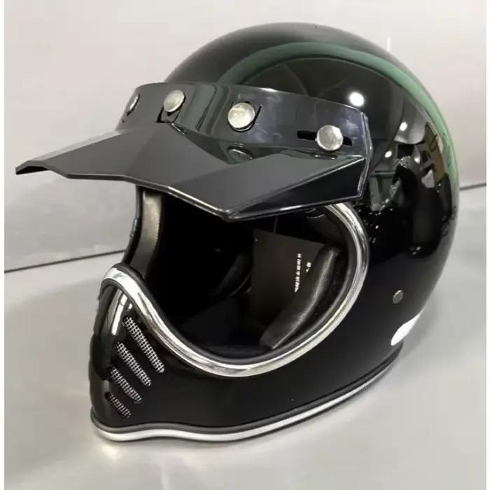 Casques de moto rétro à bouche pointue japonaise casques de course de café Vintage en fibre de verre