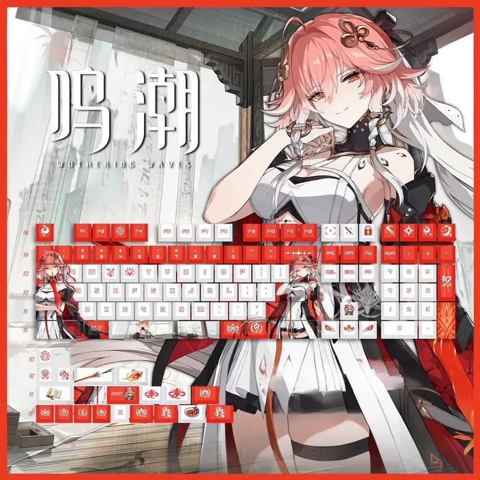 Wuthering Waves Changmovies Keycaps, Game Anime Girl, PBT Keycaps, None Profile, MX Switch, Clavier 