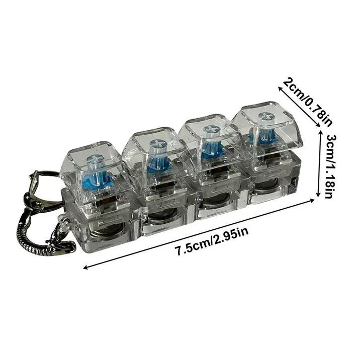 Clavier Fidget Clicker Réaliste Transparent avec Lumières Colorées, Jouet Anti-Stress pour Adultes, 